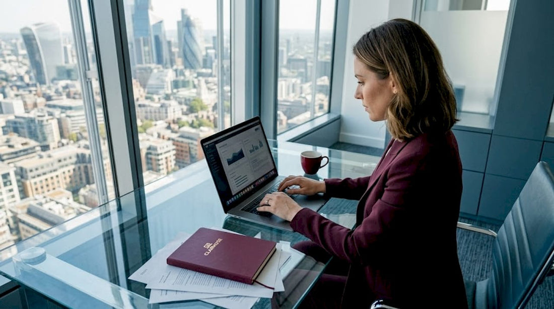 MacBook user applies privacy screen in office