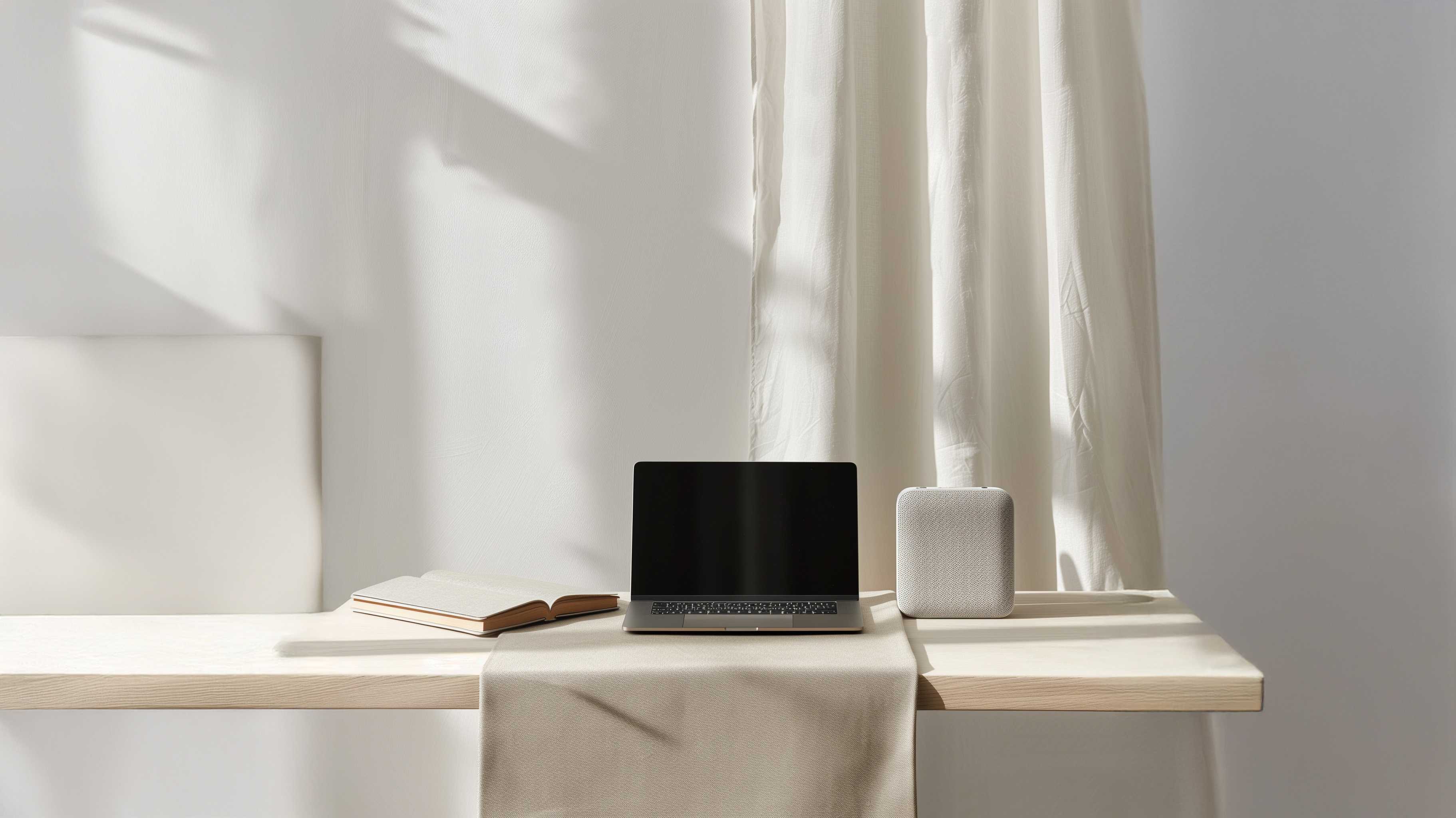 Open macBook on the desk 