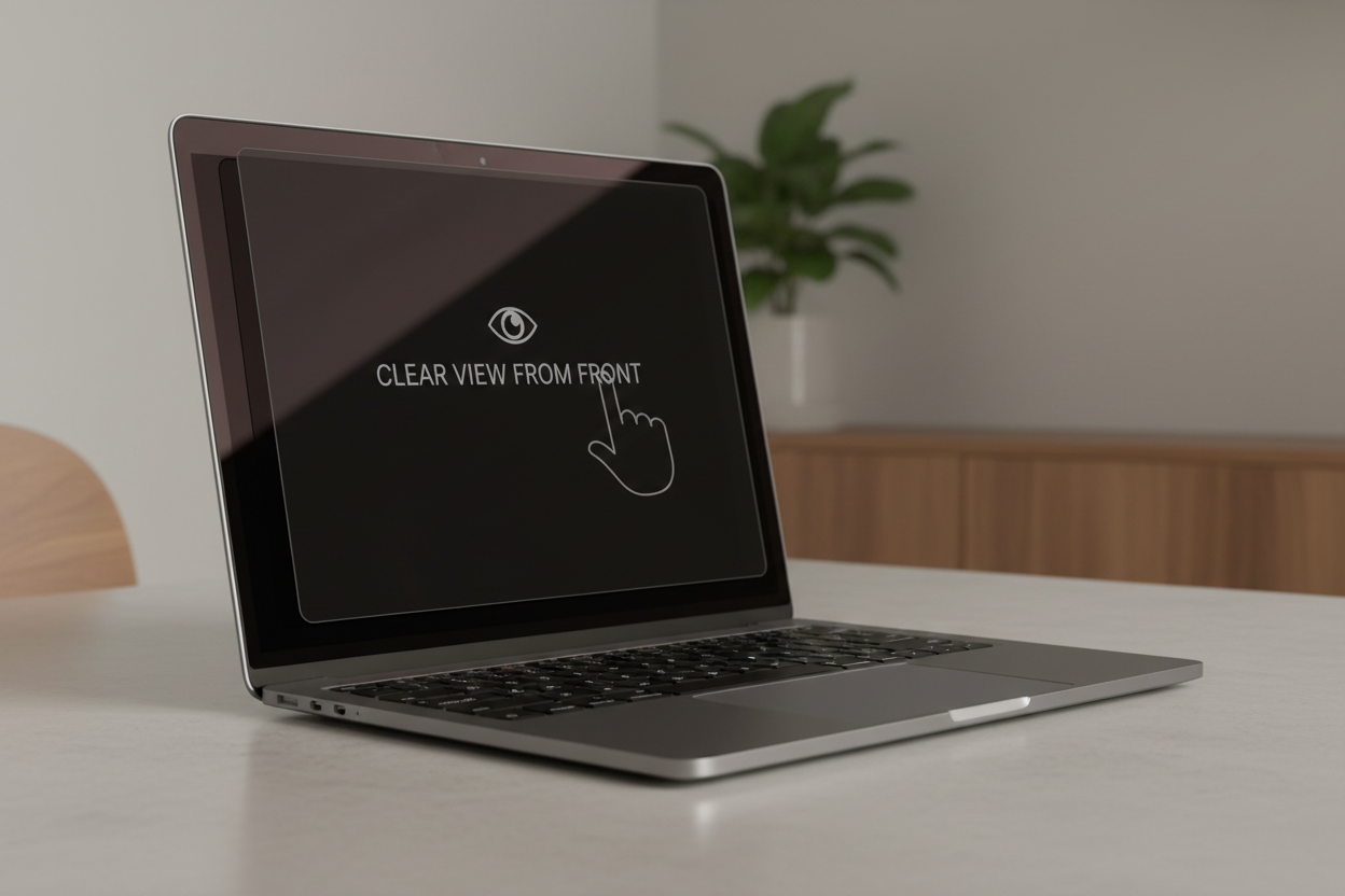 MacBook privacy filter reducing side-angle visibility