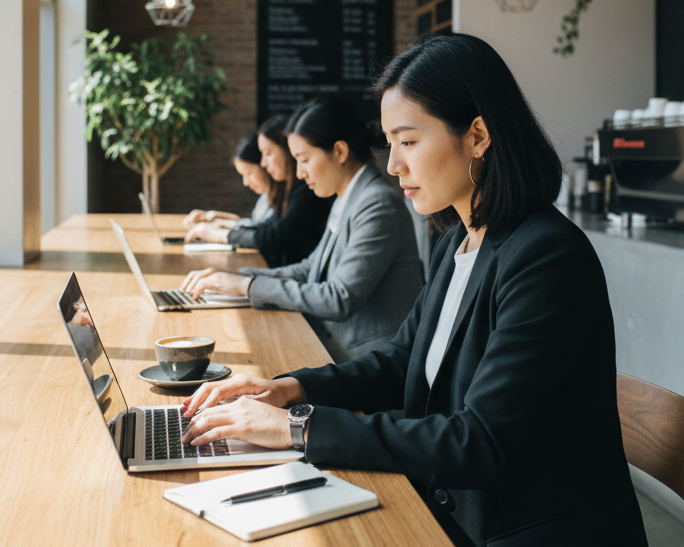 Person working on MacBook in public space
